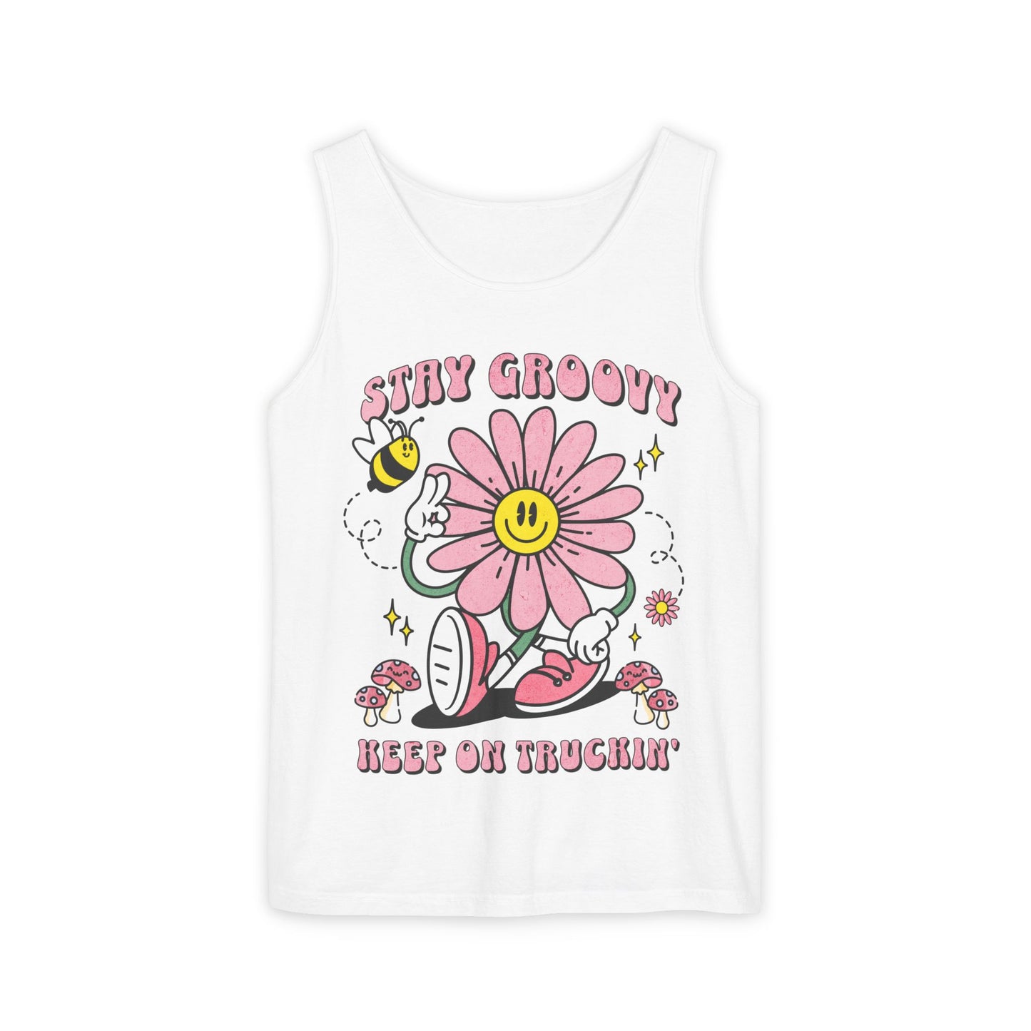 Unisex Stay Groovy Tank Top, Keep on Truckin' Comfort Colors® Tank Top, 70s Vibe Tank Top, Great Tank Gift for Him and Her, Boho Flower Power