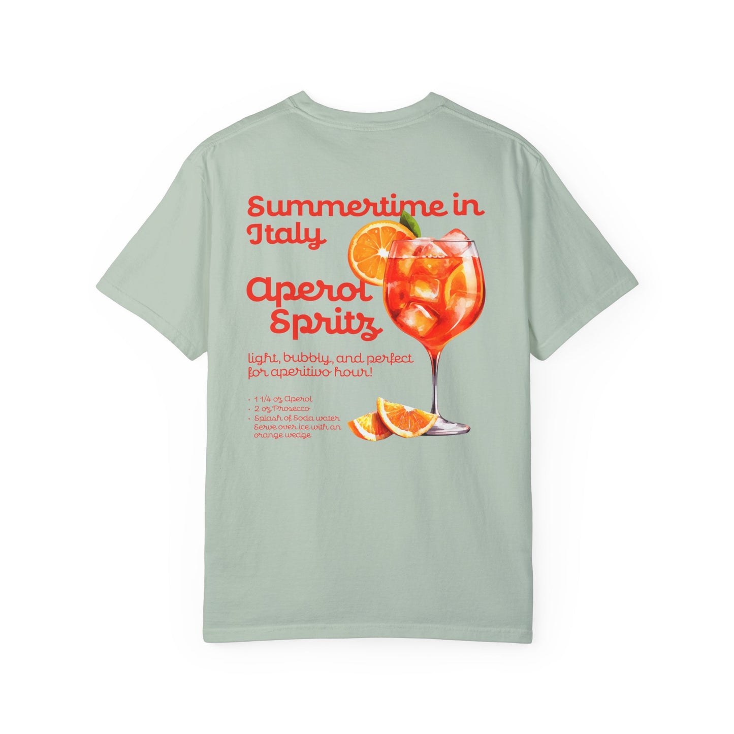 Aperol Spritz Front and Back Graphic T-shirt, Italian Aperitivo Spritz Tee, Summer Cocktail Vibes with Italian Style Shirt