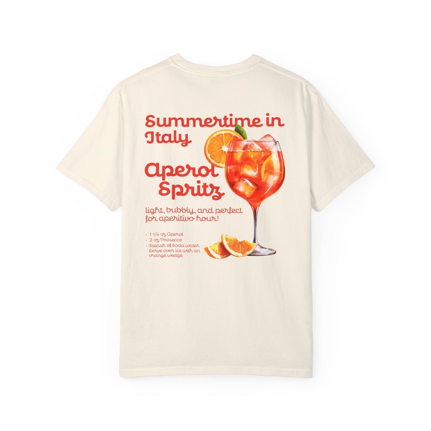 Aperol Spritz Front and Back Graphic T-shirt, Italian Aperitivo Spritz Tee, Summer Cocktail Vibes with Italian Style Shirt