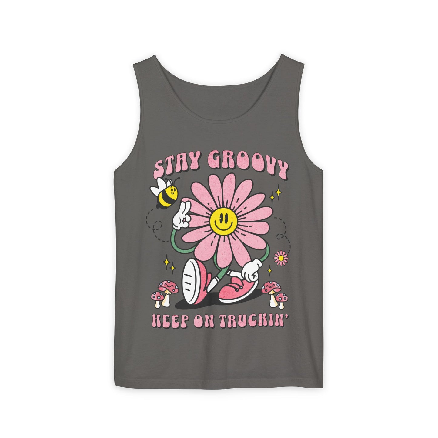 Unisex Stay Groovy Tank Top, Keep on Truckin' Comfort Colors® Tank Top, 70s Vibe Tank Top, Great Tank Gift for Him and Her, Boho Flower Power