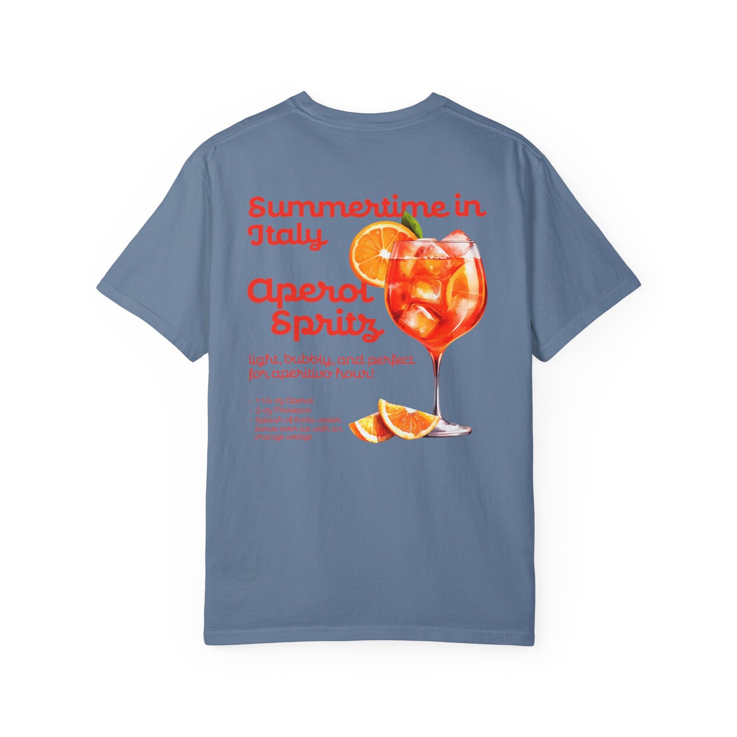 Aperol Spritz Front and Back Graphic T-shirt, Italian Aperitivo Spritz Tee, Summer Cocktail Vibes with Italian Style Shirt