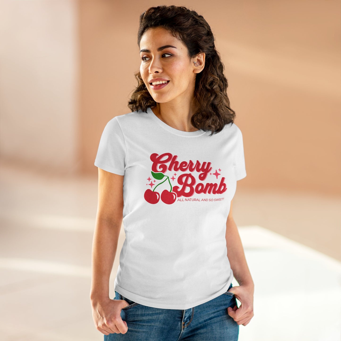 Cherry Bomb Women's Cotton Tee - Fun Summer Vibe, Cherry Bomb Tee, Cute Cherry Bomb T-Shirt, Women's Birthday Gift