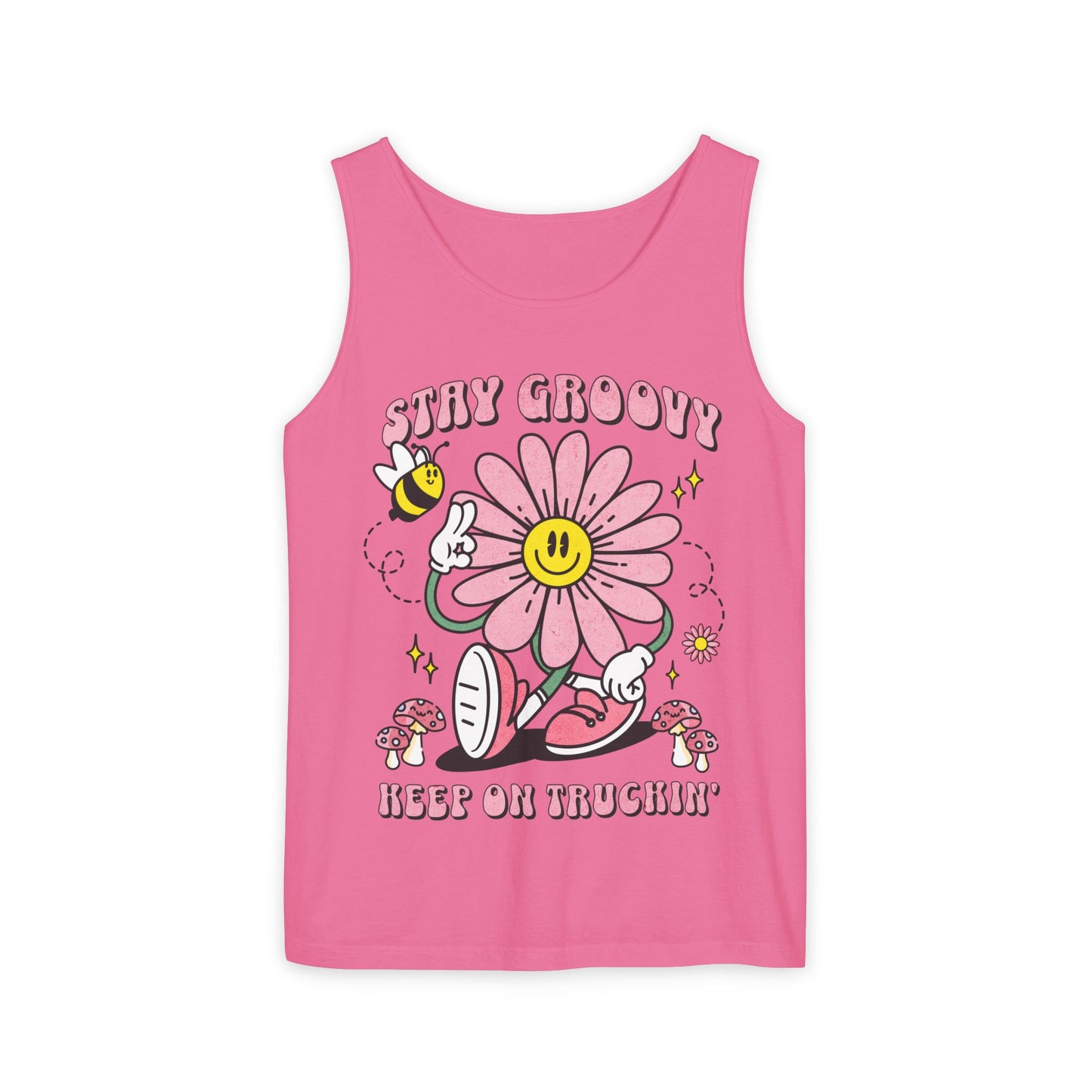 Unisex Stay Groovy Tank Top, Keep on Truckin' Comfort Colors® Tank Top, 70s Vibe Tank Top, Great Tank Gift for Him and Her, Boho Flower Power