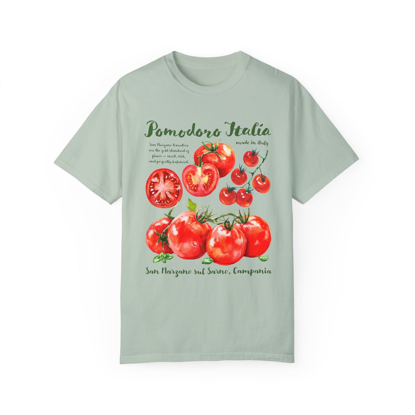 San Marzano Tomato T Shirt, Pomodoro Italia Garment-Dyed T-Shirt - Fresh Tomato Design, Italian Tomato Tee