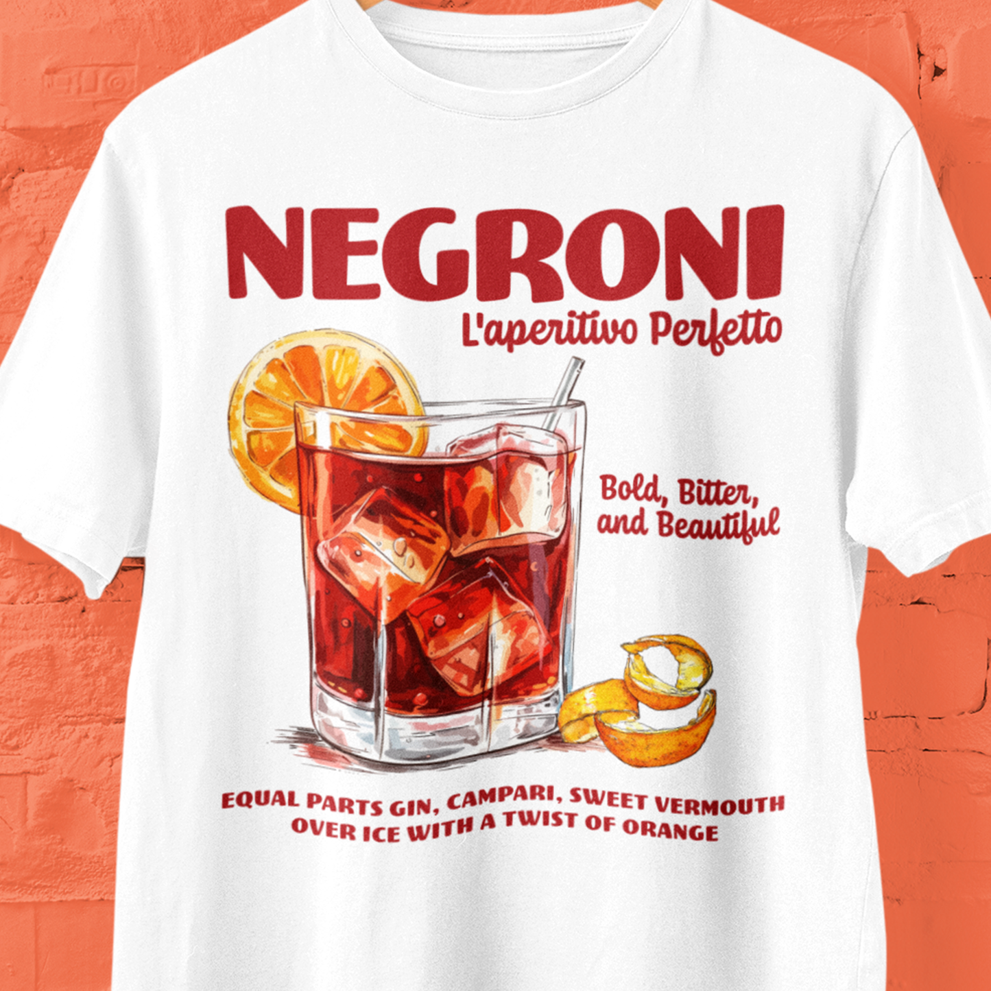 Vintage Negroni Cocktail T-Shirt - Perfect for Bar Lovers