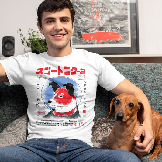 Laika T Shirt, Laika 1957 Space Astronaut Dog T-shirt, Laika CCCP First Dog in Space, Laika Soviet Union Space Dog T Shirt