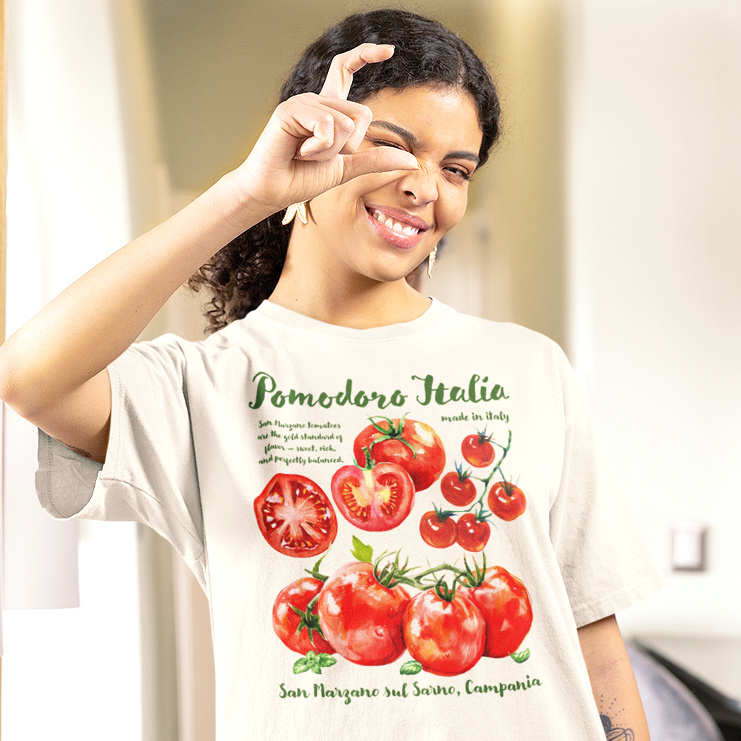 San Marzano Tomato T Shirt, Pomodoro Italia Garment-Dyed T-Shirt - Fresh Tomato Design, Italian Tomato Tee