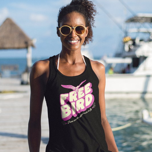 Women's "Free Bird" Jersey Tank Top, Retro Peace Vibe Tee, Free Bird Tank Top - Cute Tank Top for Summer Adventures