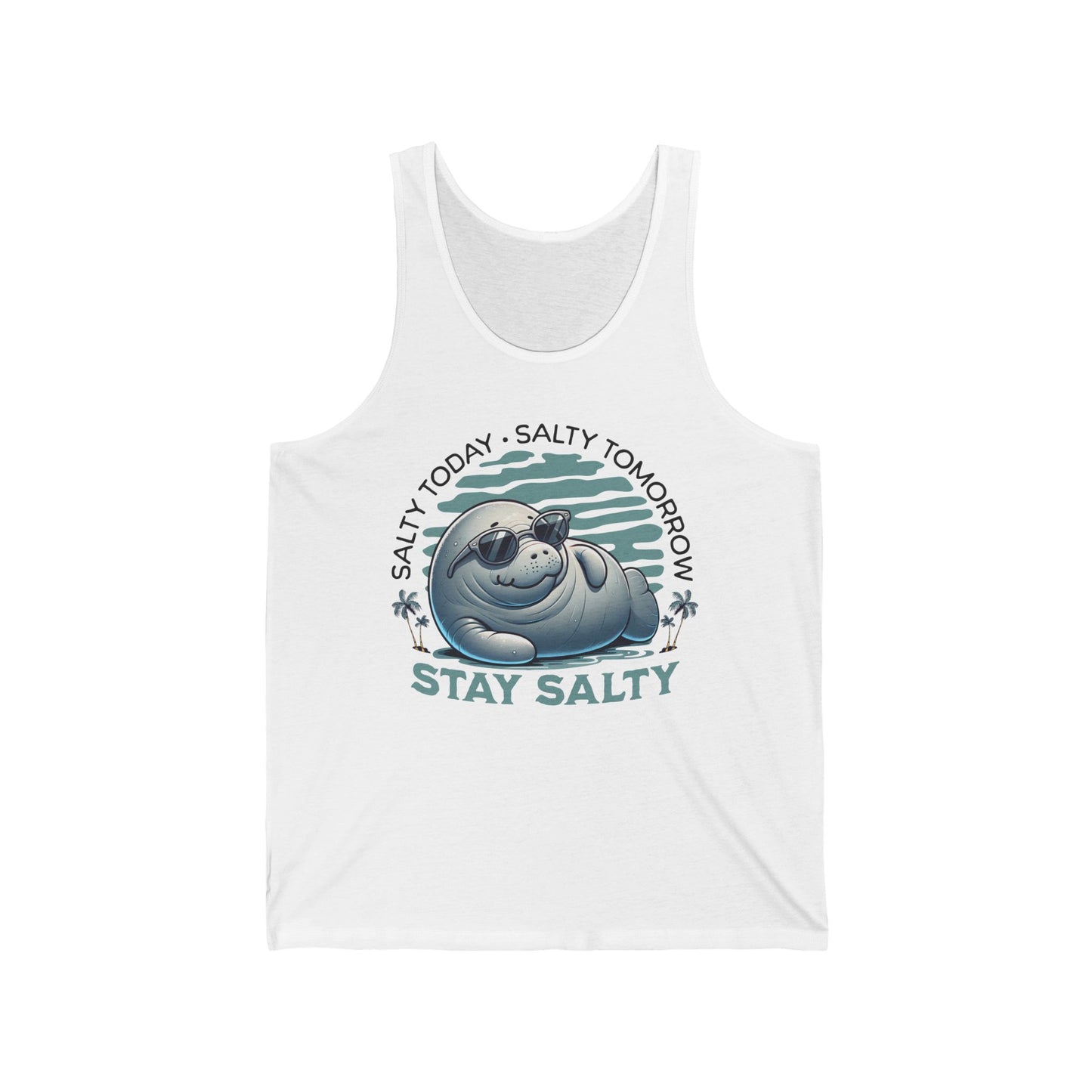 Stay Salty Tank Top, Cute Manatee Tank Top, Beachwear Tank, Beach Lover Tank Top, Cute Summer Manatee Tank Top