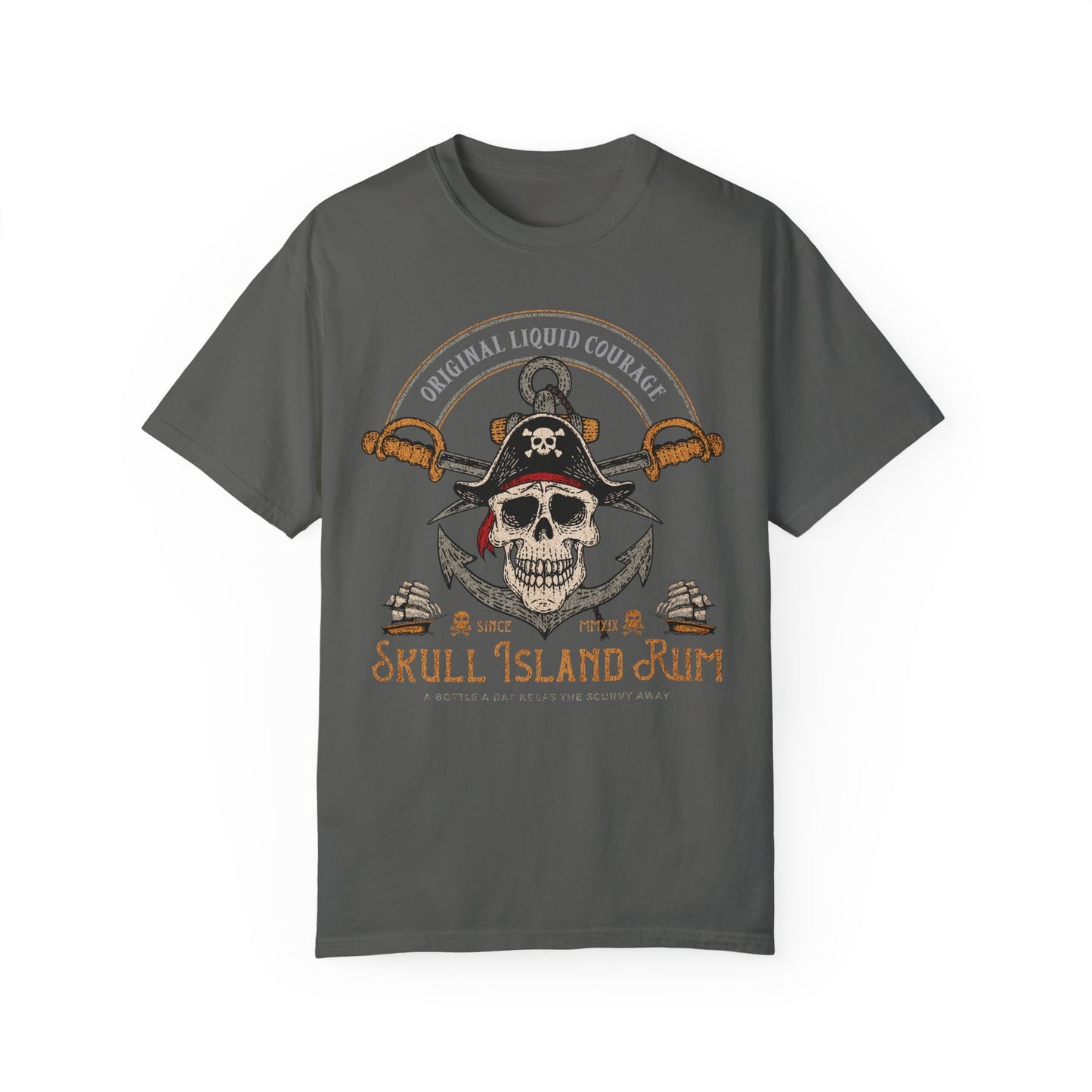 Skull Island Rum Shirt, Pirate T Shirt, Novelty Rum Drinkers Tee, Jolly Roger Pirate Comfort Colors® Drinking T-shirt