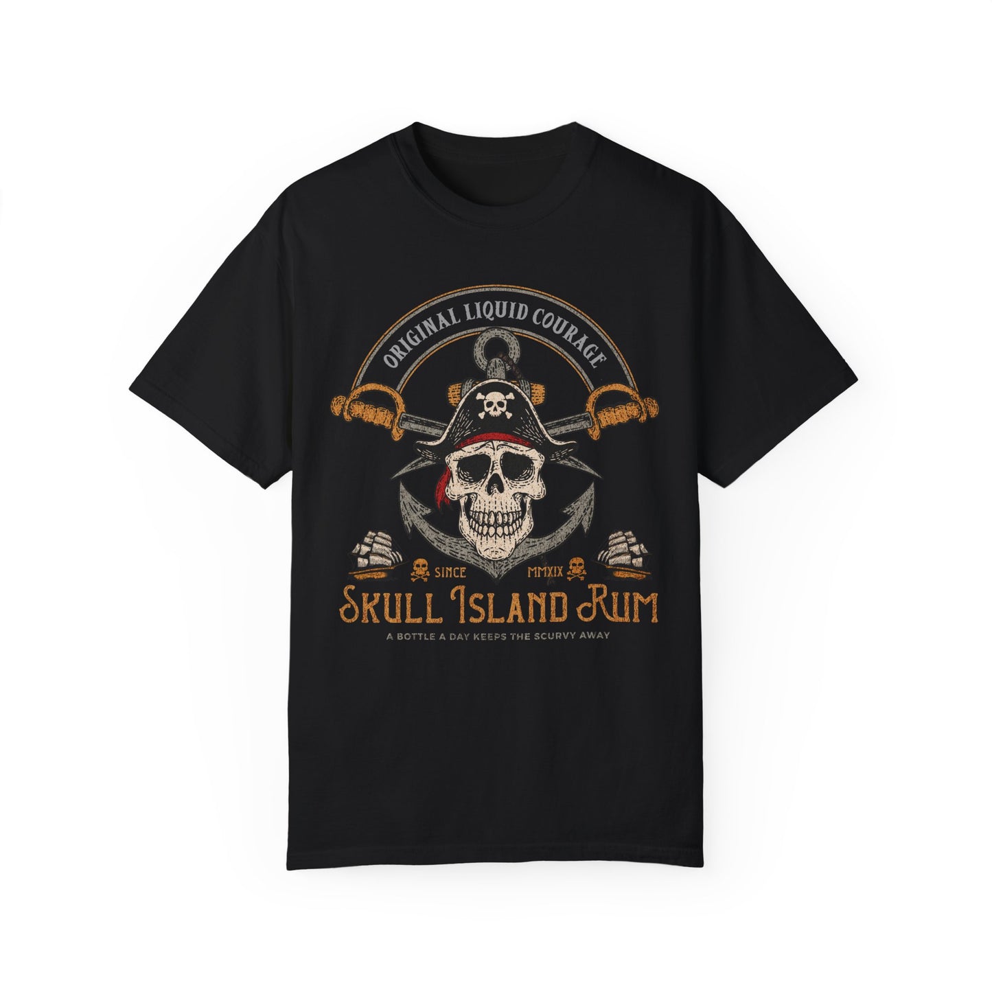 Skull Island Rum Shirt, Pirate T Shirt, Novelty Rum Drinkers Tee, Jolly Roger Pirate Comfort Colors® Drinking T-shirt