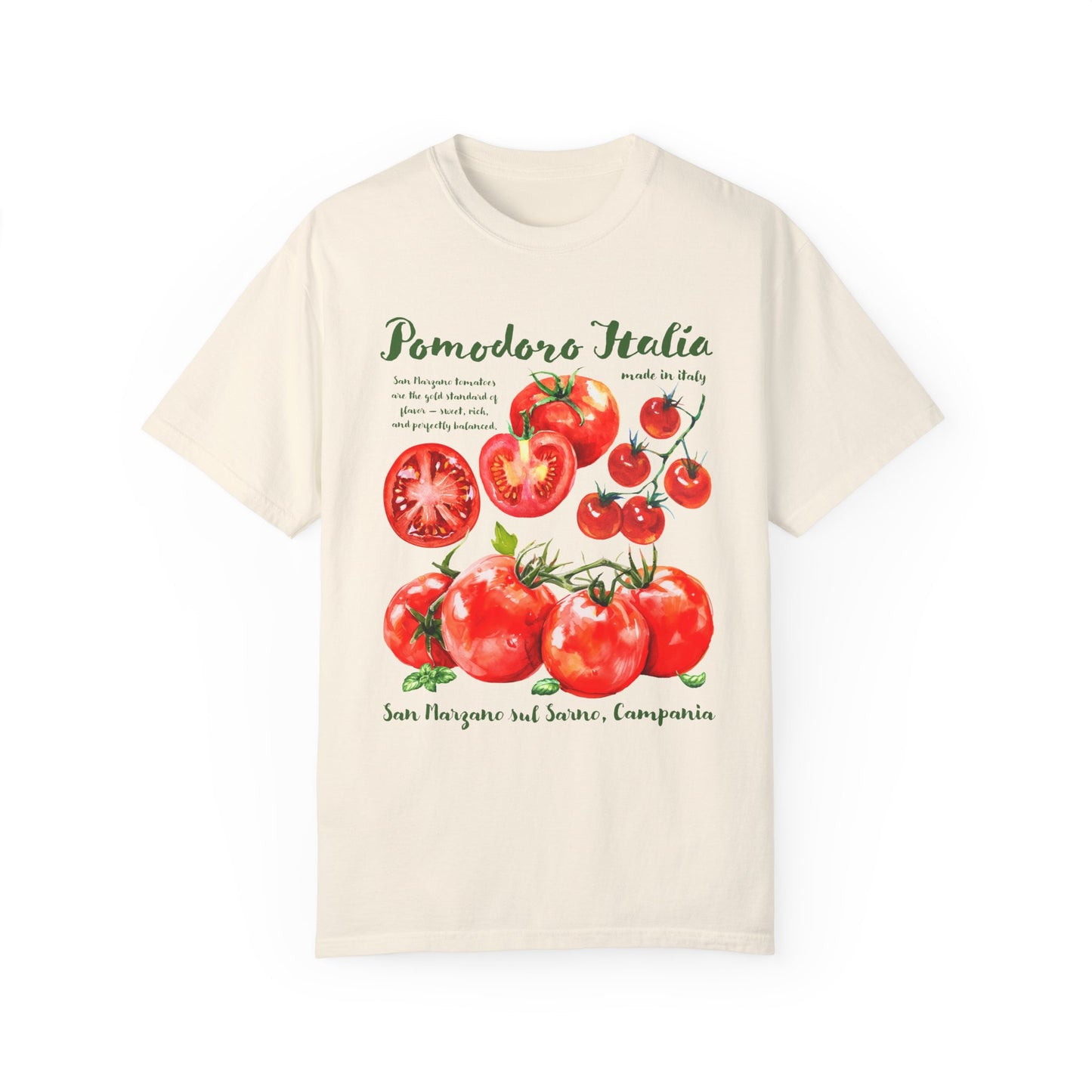 San Marzano Tomato T Shirt, Pomodoro Italia Garment-Dyed T-Shirt - Fresh Tomato Design, Italian Tomato Tee