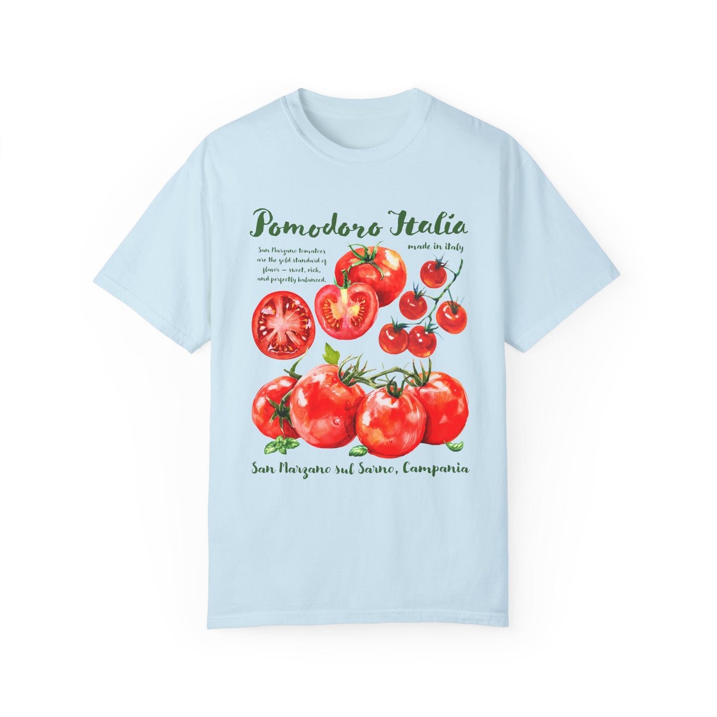 San Marzano Tomato T Shirt, Pomodoro Italia Garment-Dyed T-Shirt - Fresh Tomato Design, Italian Tomato Tee