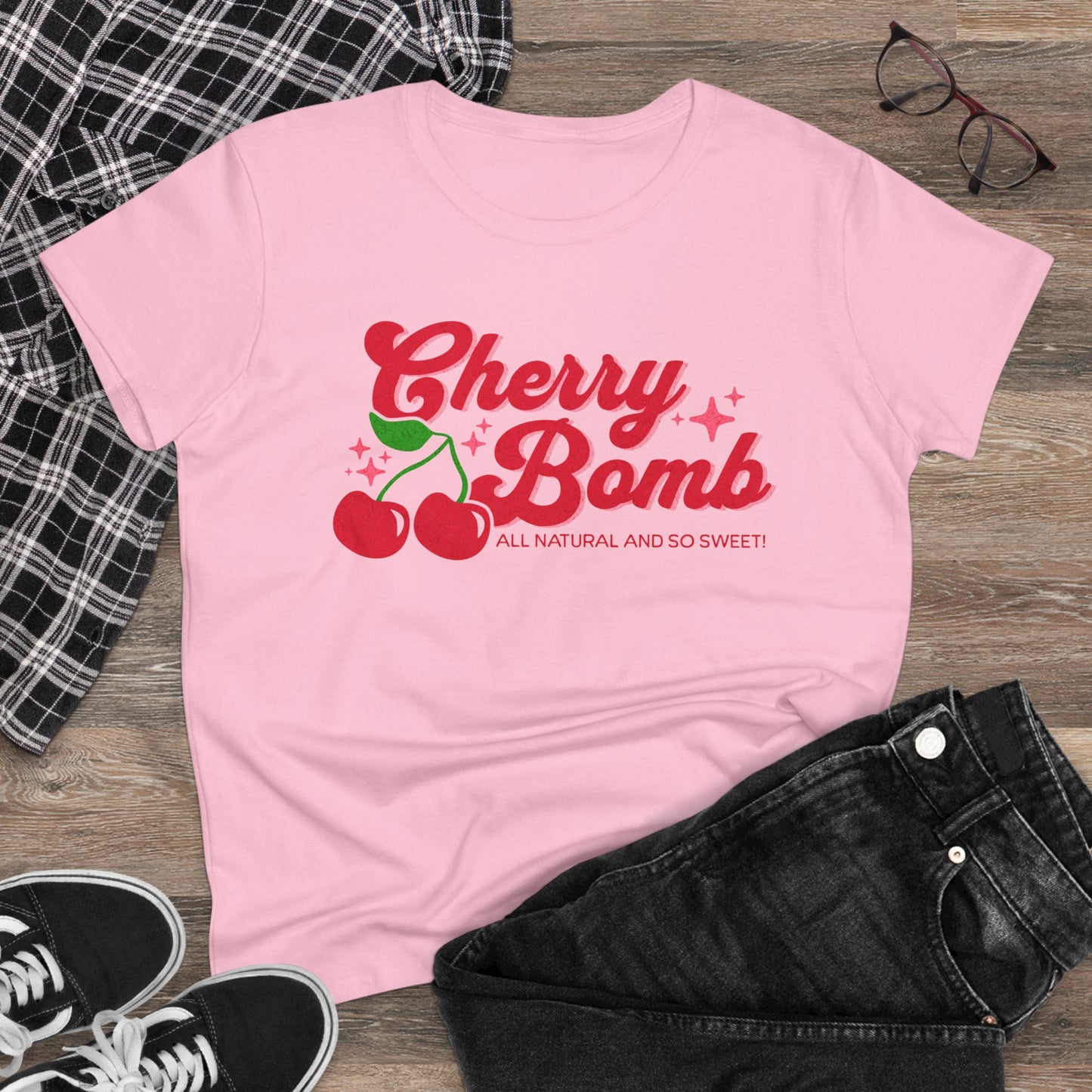 Cherry Bomb Women's Cotton Tee - Fun Summer Vibe, Cherry Bomb Tee, Cute Cherry Bomb T-Shirt, Women's Birthday Gift